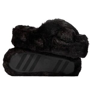 Victoria’s Secret Plush Slippers Black Cozy Faux Fur House Shoes NWT Size S